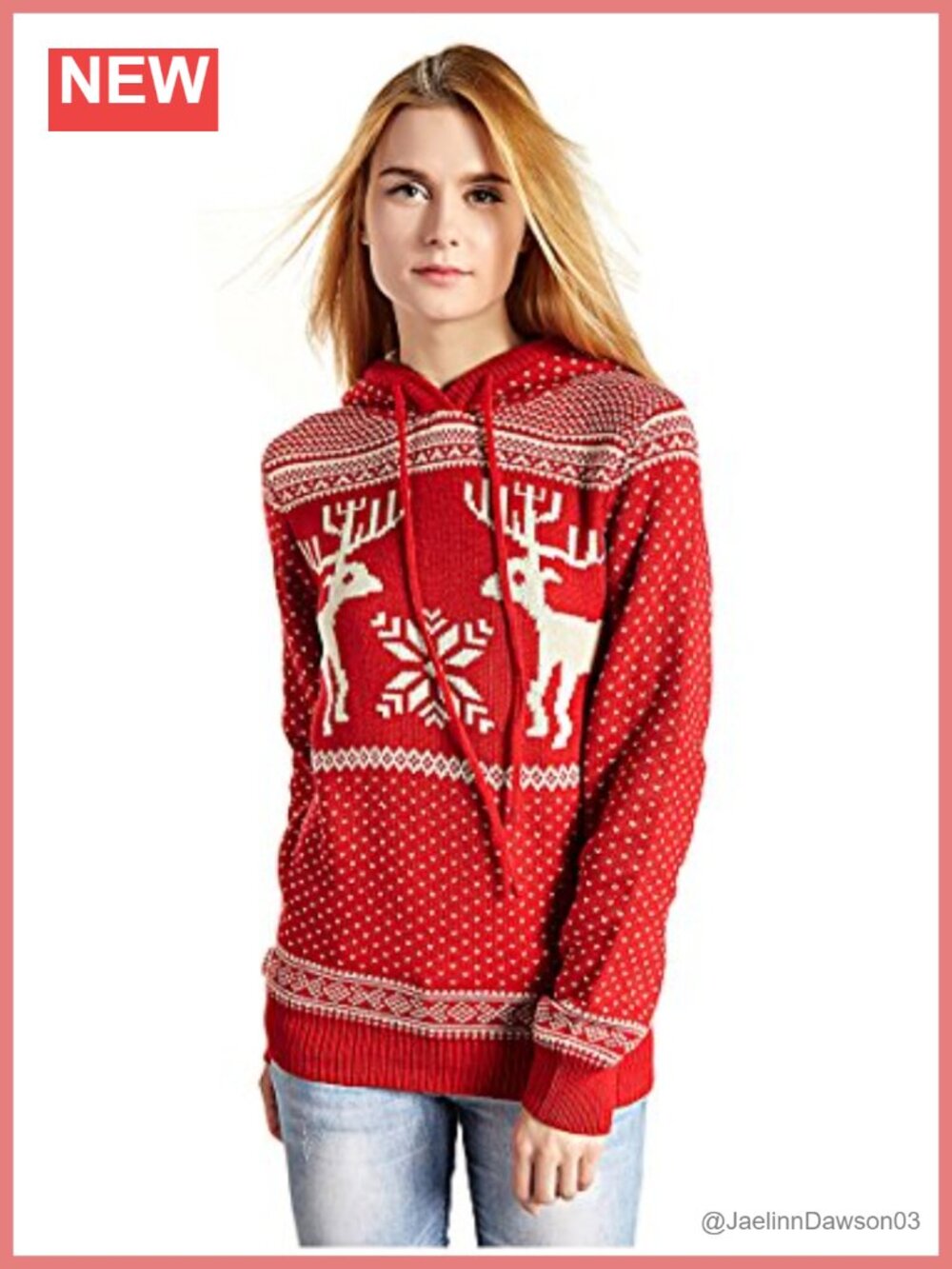 Womens Ugly Christmas Sweater Reindeer Snowman Snowflakes Tree Pullover Hooded